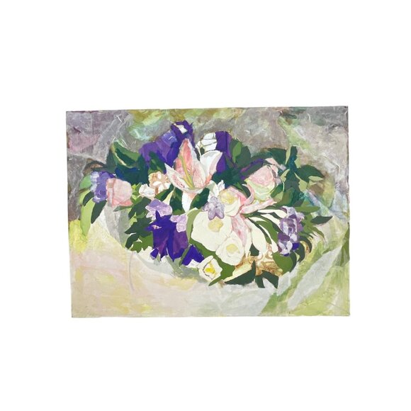 Floral Collage Painting On Paper Mixed Media on Paper - Picture 8 of 9